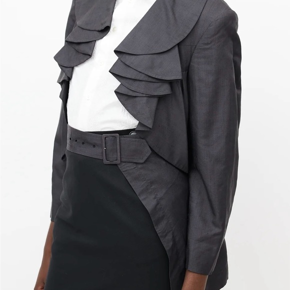 Pre-owned Comme des Garçons grey silk blazer - Picture 3 of 5